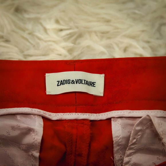 Zadig & Voltaire 36 Size Small S Red Prune Jac Paisley Print Tapered Ankle Pants - Picture 5 of 8